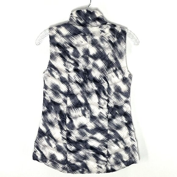 Athleta Puffer Vest Women XXS Blue Print Goose Down Quilted Full Zip Ski Outdoor - Picture 2 of 13